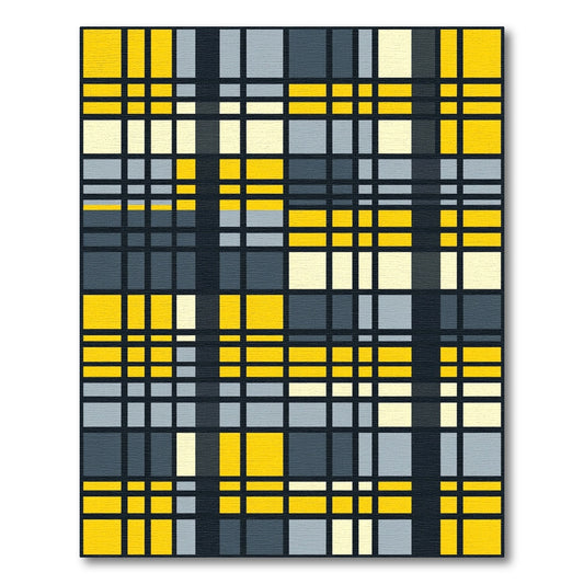 Bold Yellow And Gray Plaid Grid Rug