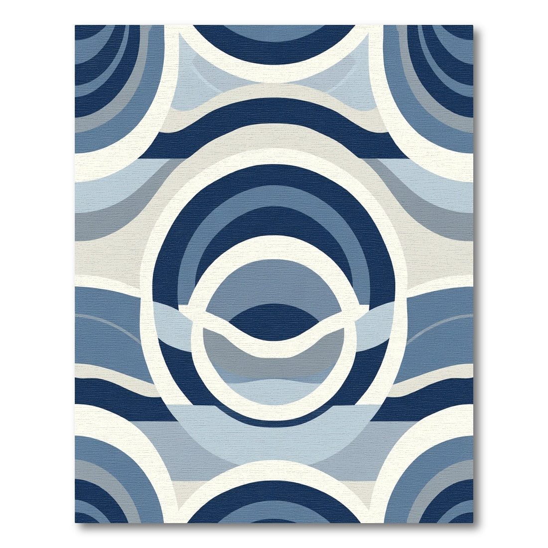 Navy Blue Abstract Arc Wave Rug