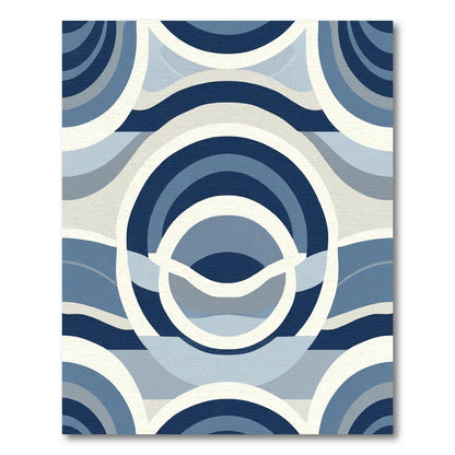 Navy Blue Abstract Arc Wave Rug