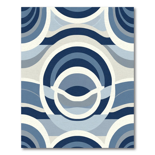 Navy Blue Abstract Arc Wave Rug
