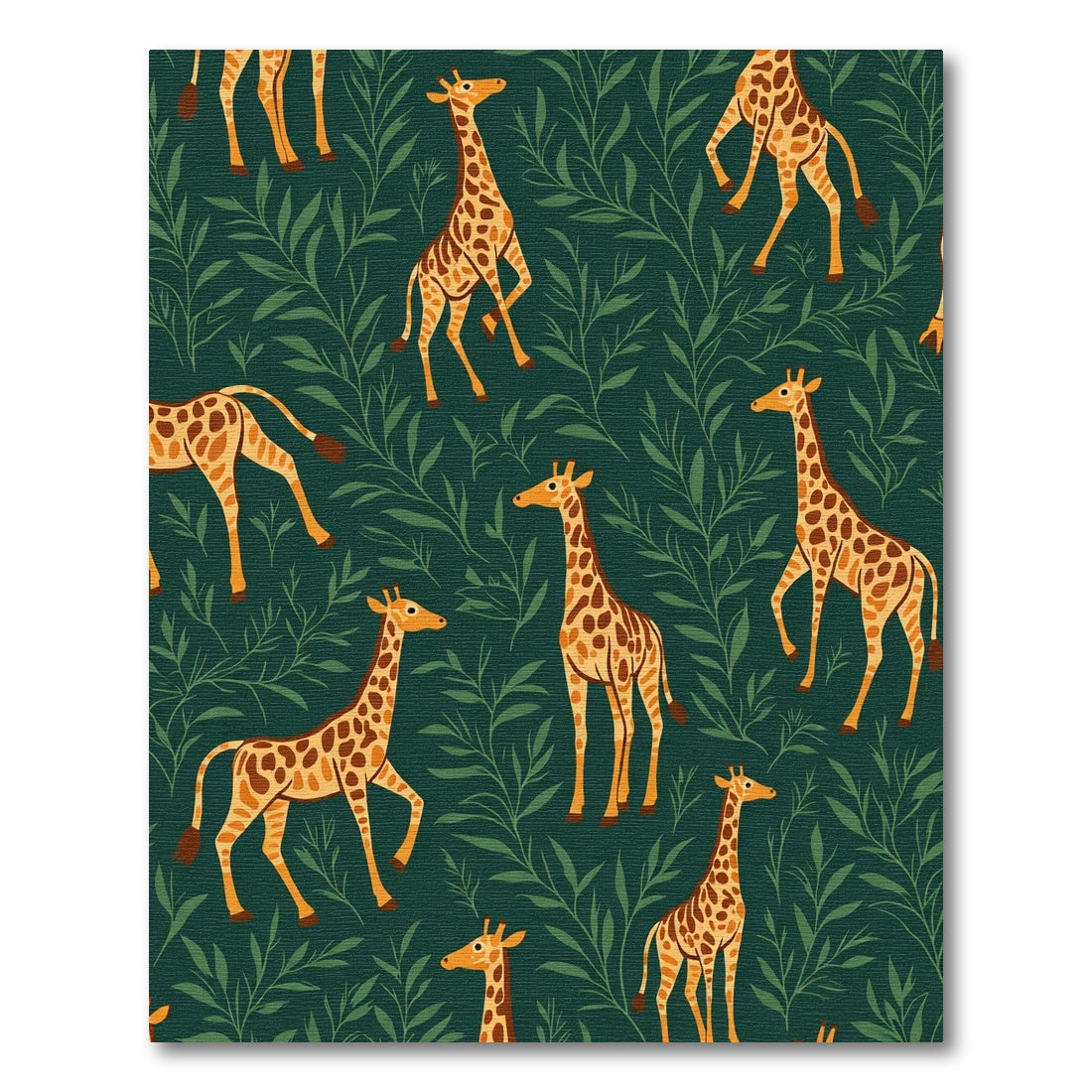 Whimsical Giraffes Amongst Green Foliage Rug