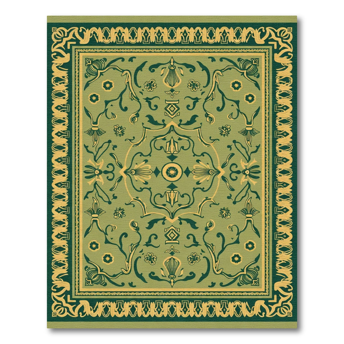 Olive Green Floral Medina Rug