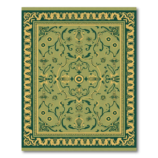 Olive Green Floral Medina Rug