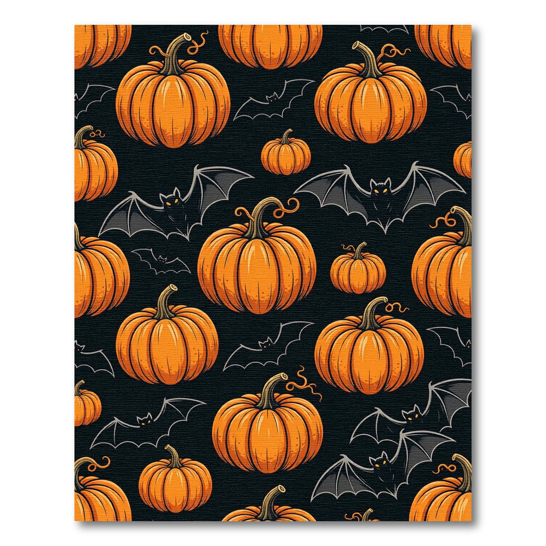 Spooky Pumpkin and Bat Halloween Illustration Rug
