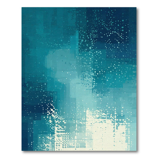 Deep Teal Pixelated Splash Rug