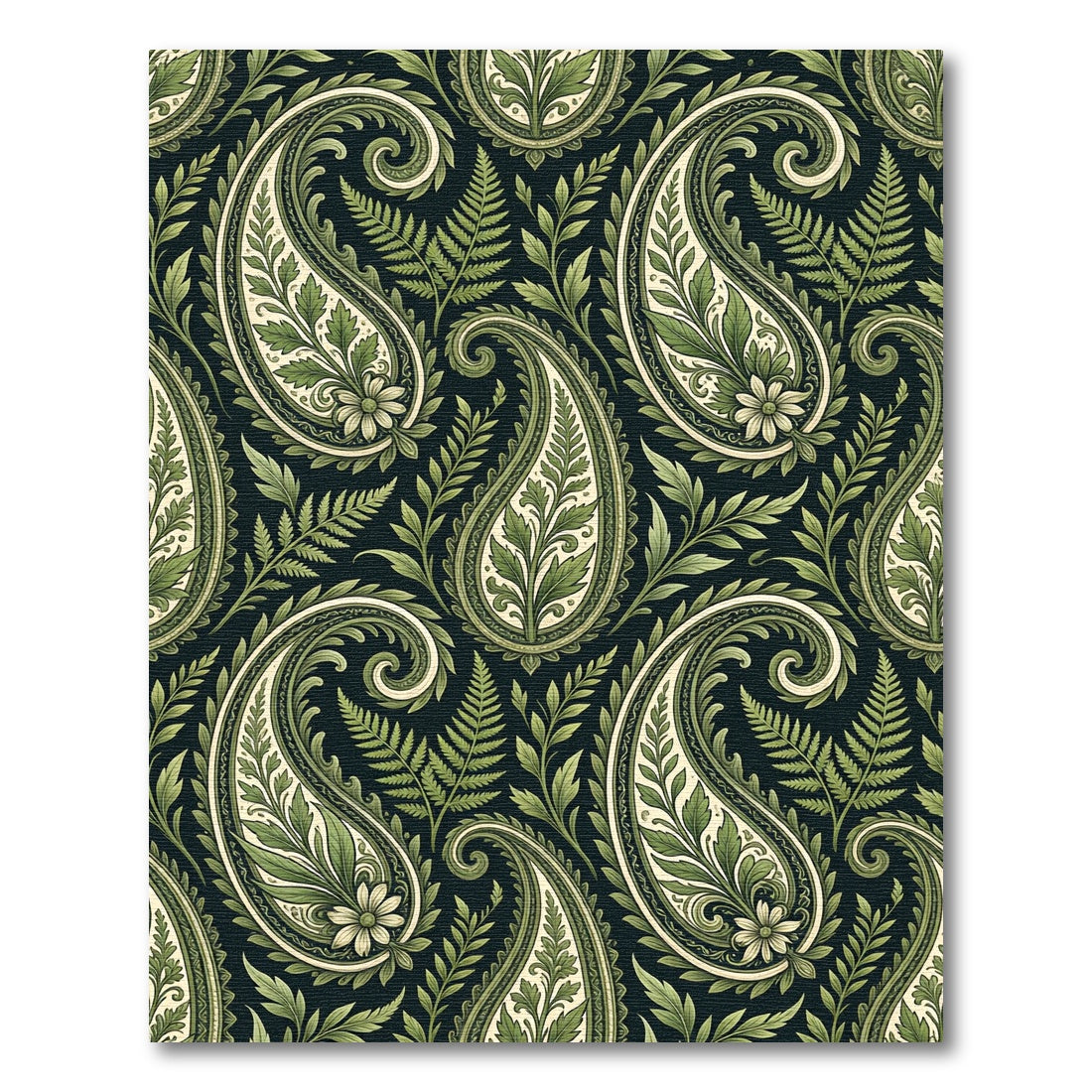 Lush Green Fern Paisley Harmony Rug