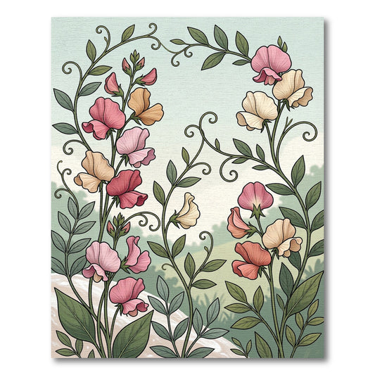 Coral Pink Yellow Floral Vine Rug