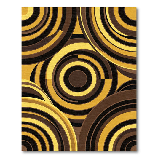 Retro Ochre Circular Overlap Rug