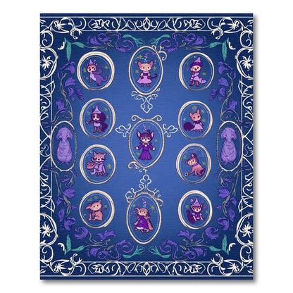 Royal Blue Whimsical Creature Portrait Rug