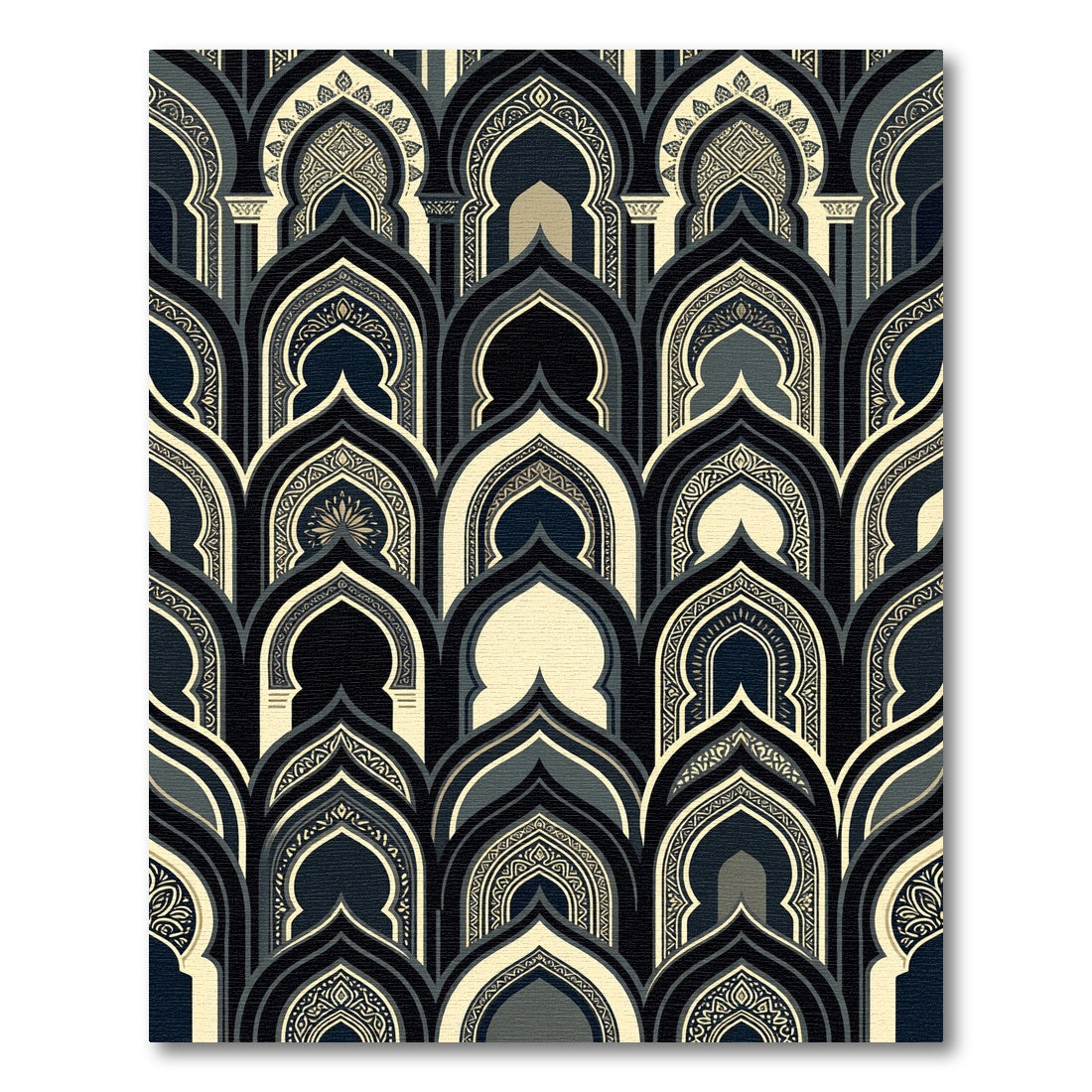 Midnight Archway Geometric Cream Charcoal Rug