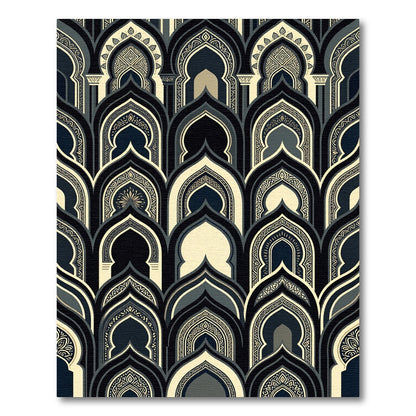 Midnight Archway Geometric Cream Charcoal Rug