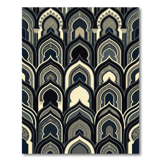 Midnight Archway Geometric Cream Charcoal Rug