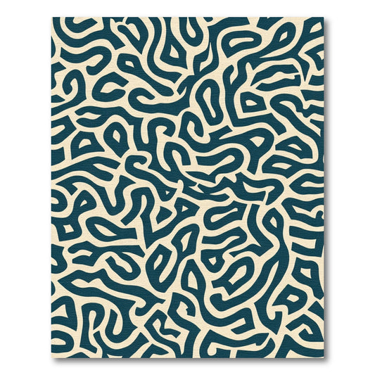 Cream Navy Abstract Organic Maze Rug