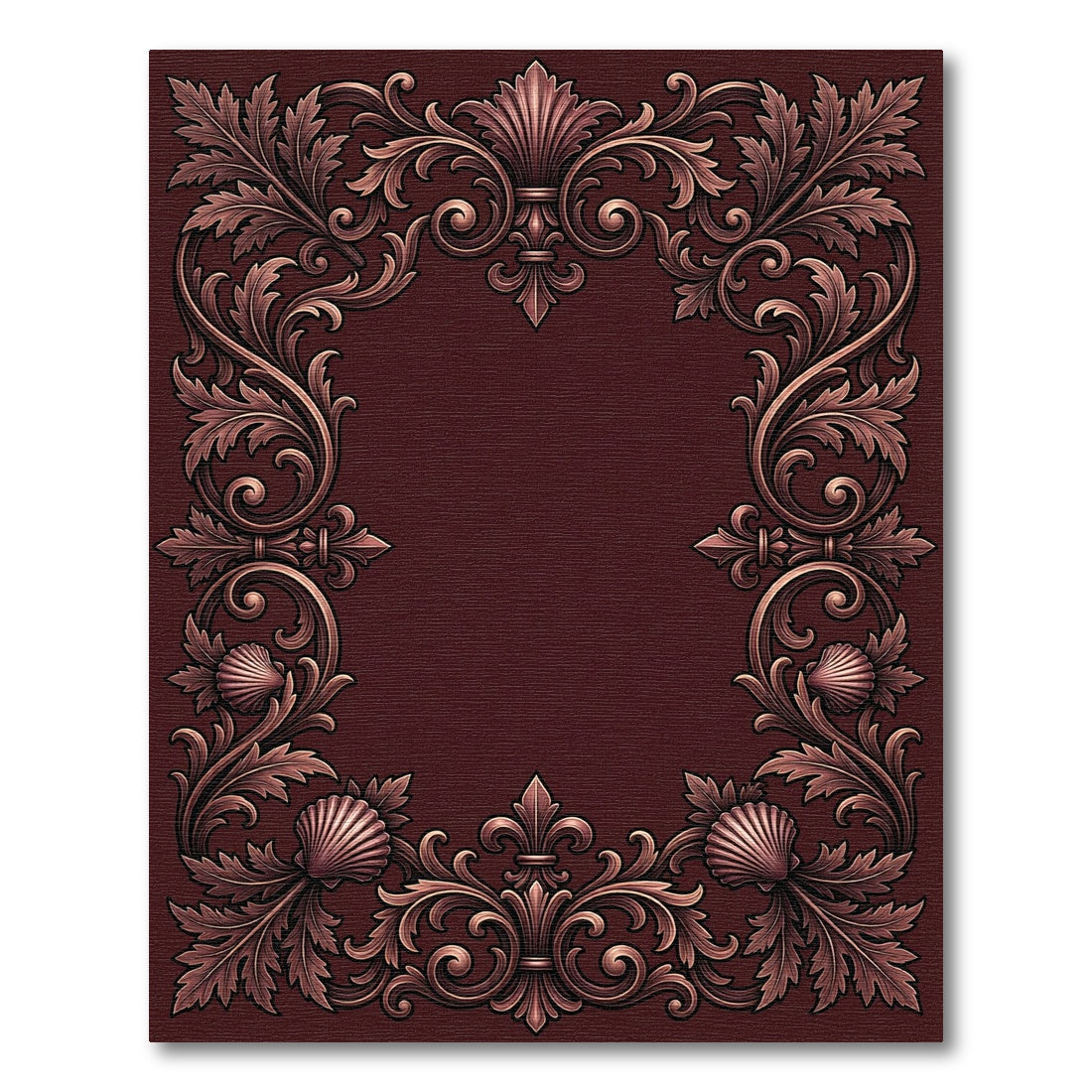 Ornate Floral Shell Flourish Frame Rug