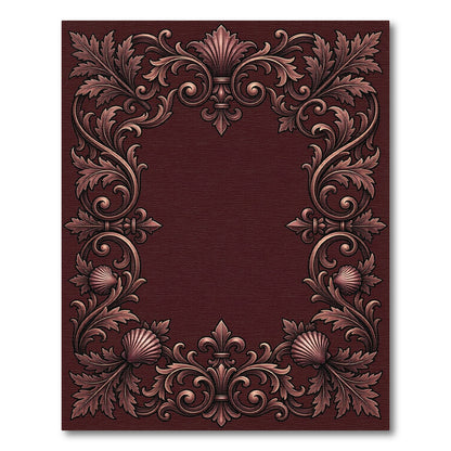 Ornate Floral Shell Flourish Frame Rug
