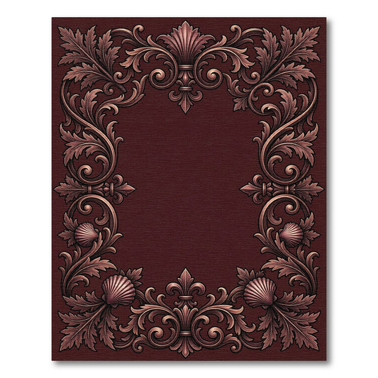 Ornate Floral Shell Flourish Frame Rug