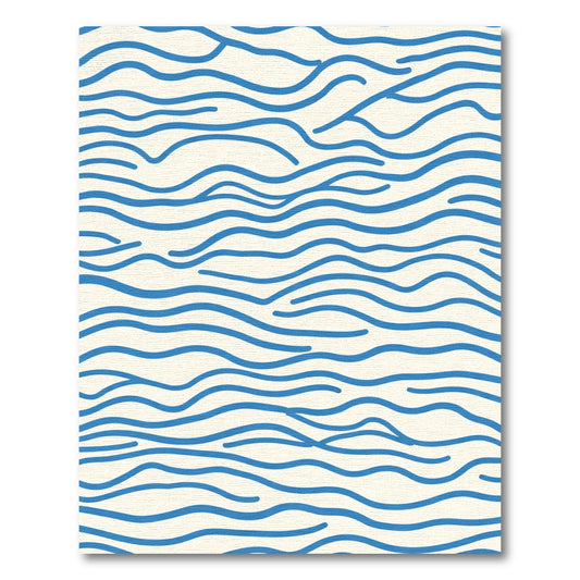 Bold Blue Wavy Line Rug