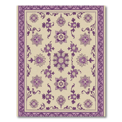 Purple Floral Medallion Border Rug