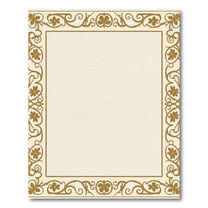Golden Ochre Floral Vines Border Rug