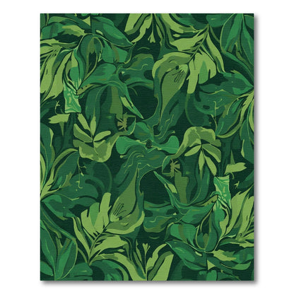 Deep Emerald Jungle Leaf Medley Rug