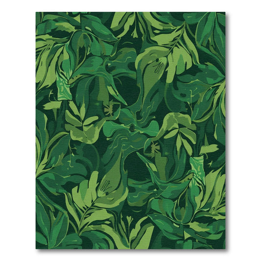 Deep Emerald Jungle Leaf Medley Rug