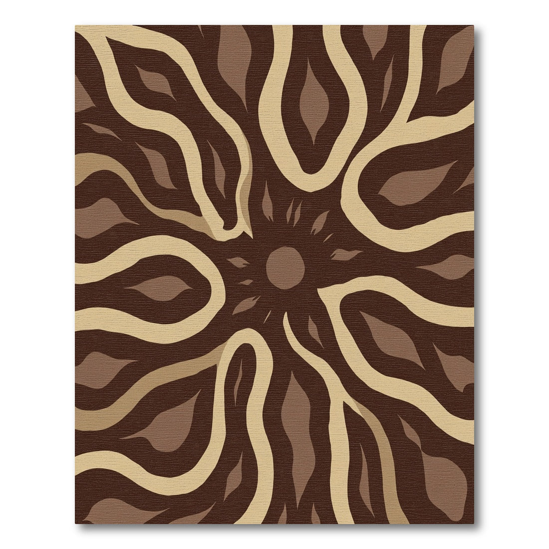 Earthy Abstract Sunburst Waves Rug