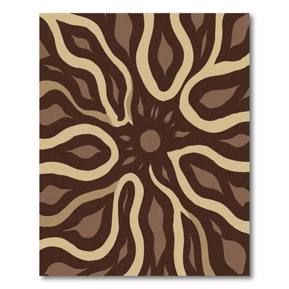 Earthy Abstract Sunburst Waves Rug