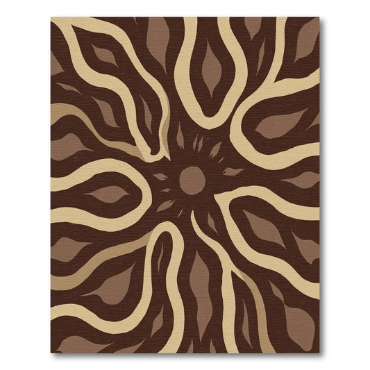 Earthy Abstract Sunburst Waves Rug