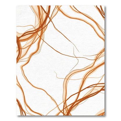 Burnt Orange Abstract Swirl Lines Rug