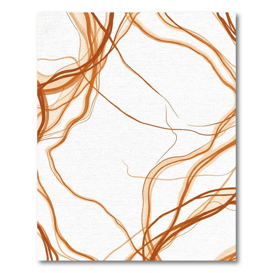 Burnt Orange Abstract Swirl Lines Rug