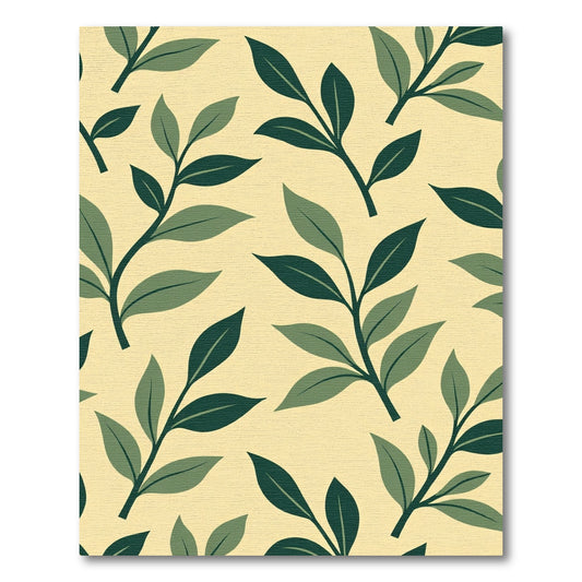 Creamy Yellow Green Leaf Branches Rug