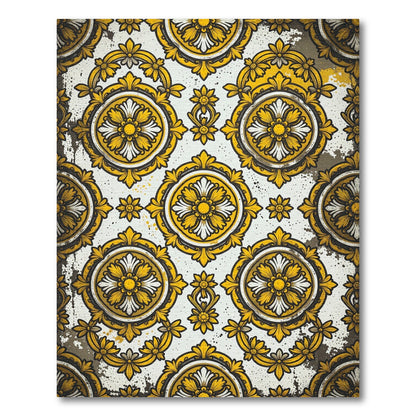 Golden Yellow Floral Medallion Baroque Rug