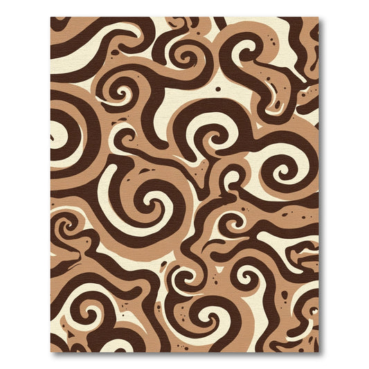 Earthy Swirls Abstract Cream Brown Rug