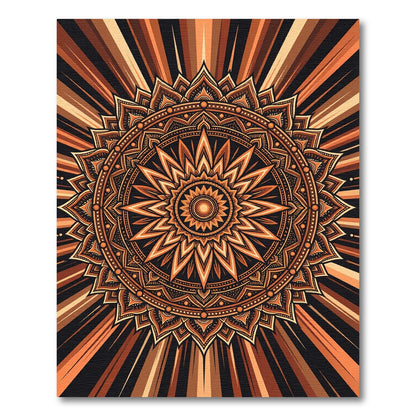 Golden Sunburst Radial Mandala Glow Rug