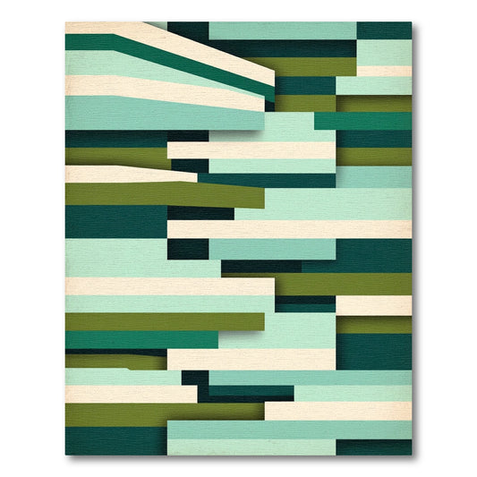 Modern Geometric Sage Green Blocked Rug