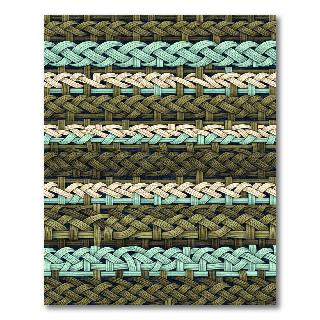 Woven Sage and Cream Braided Texture Rug