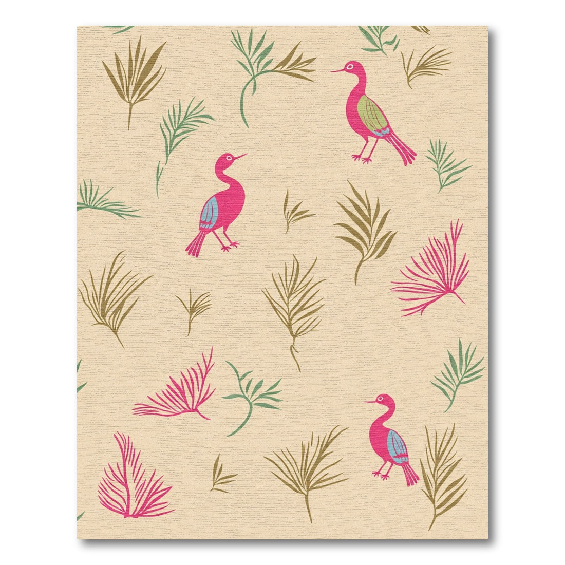 Whimsical Pink Birds Foliage Garden Rug