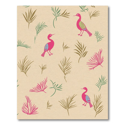 Whimsical Pink Birds Foliage Garden Rug
