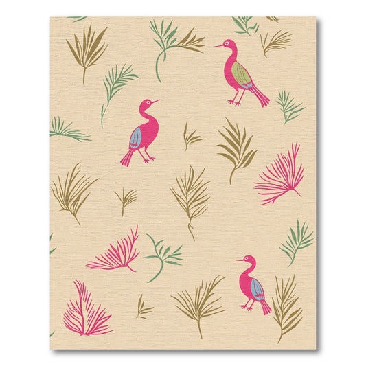 Whimsical Pink Birds Foliage Garden Rug