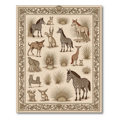 Earthy Tones Safari Animals Vignette Rug