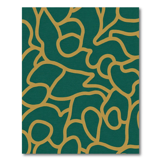 Emerald Teal Warm Gold Organic Flow Rug