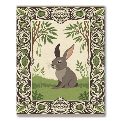 Earthy Brown Bunny Forest Landscape Rug