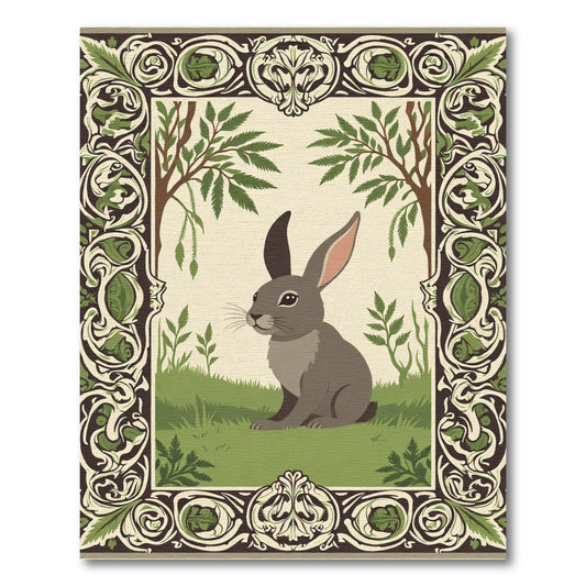 Earthy Brown Bunny Forest Landscape Rug