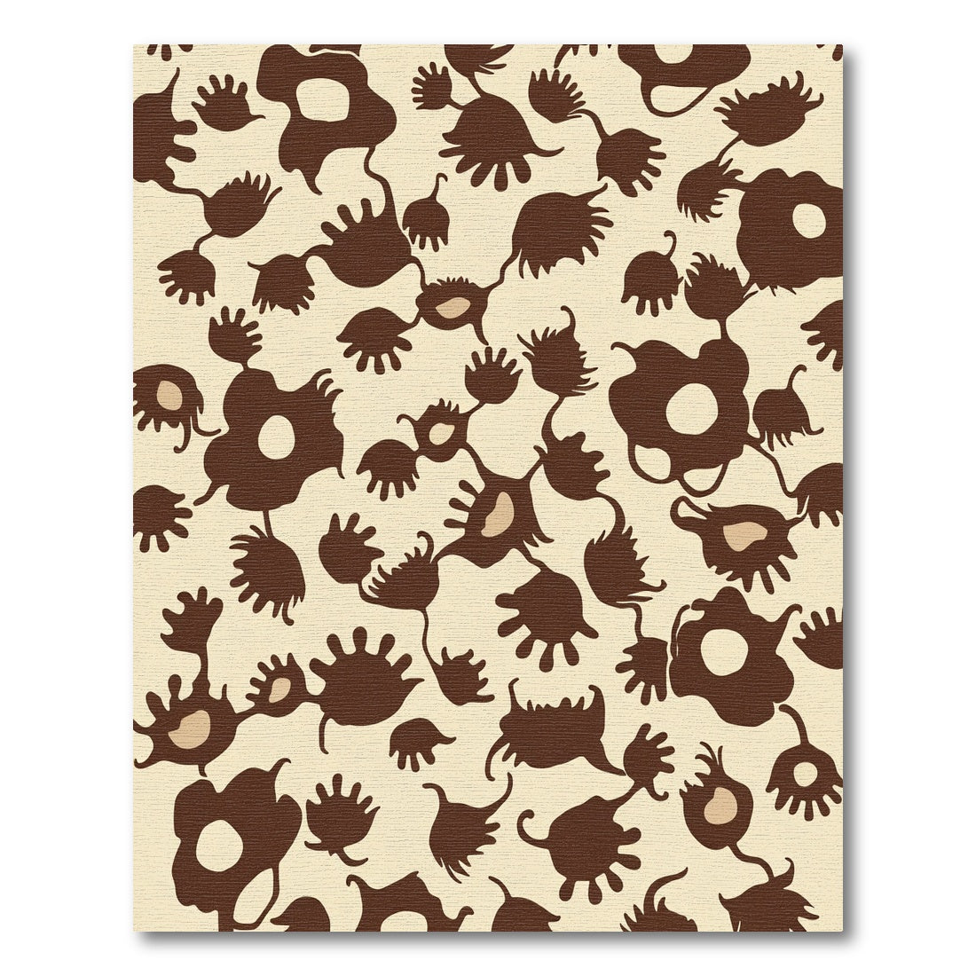 Brown Organic Abstract Floral Rug