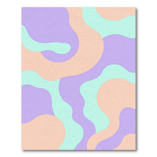Modern Lavender Peach Mint Wavy Rug