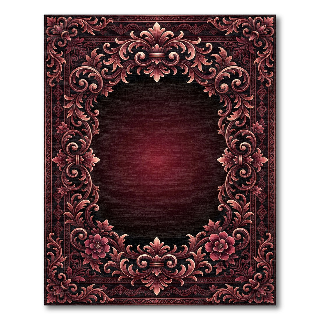Antique Crimson Floral Acanthus Scroll Rug