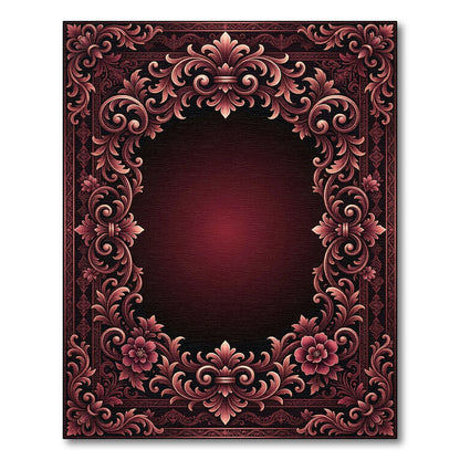 Antique Crimson Floral Acanthus Scroll Rug