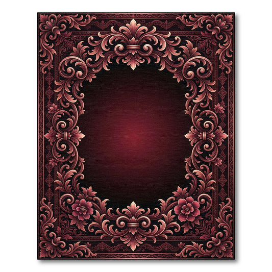 Antique Crimson Floral Acanthus Scroll Rug