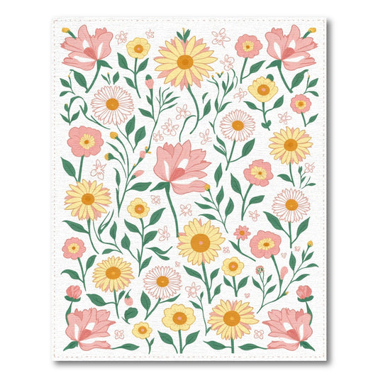 Pink Yellow Blossom Garden Sprigs Rug