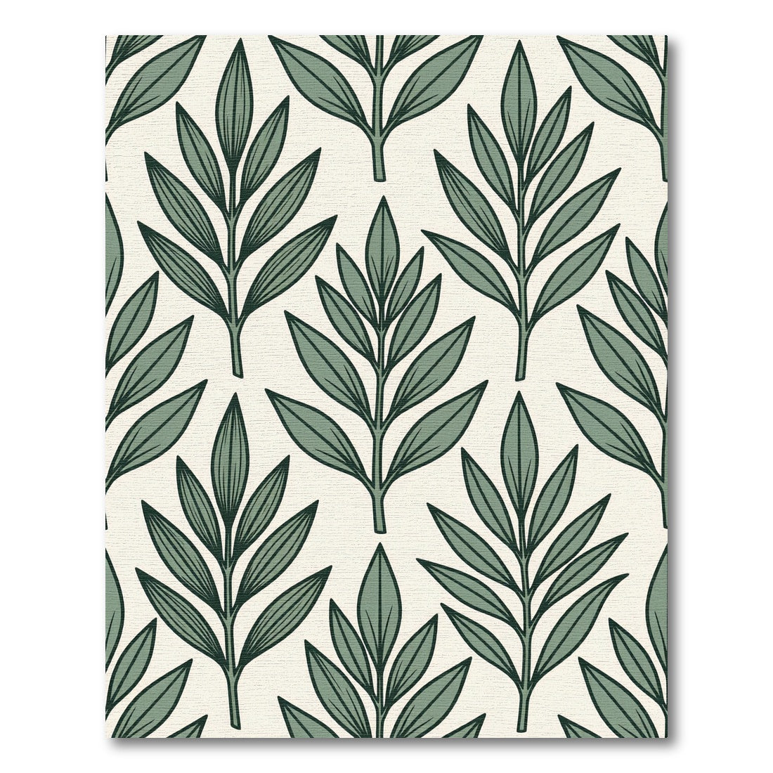 Sage Botanical Leaf Vine Tile Rug
